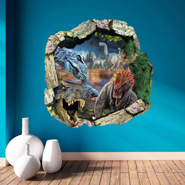 Dinosaurus wallsticker. Hul i væggen. 50x50cm. Dinosaurus wallsticker. Hul i væggen. 50x50cm. - Billede 4