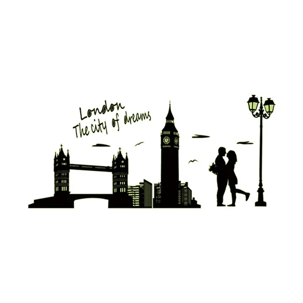 London wallsticker der lyser i mørket. 160x70cm Mobil, PC og tablet tilbehør