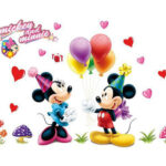 Mickey & Minnie wallsticker. Fødselsdag. 120x75cm. Mobil, PC og tablet tilbehør
