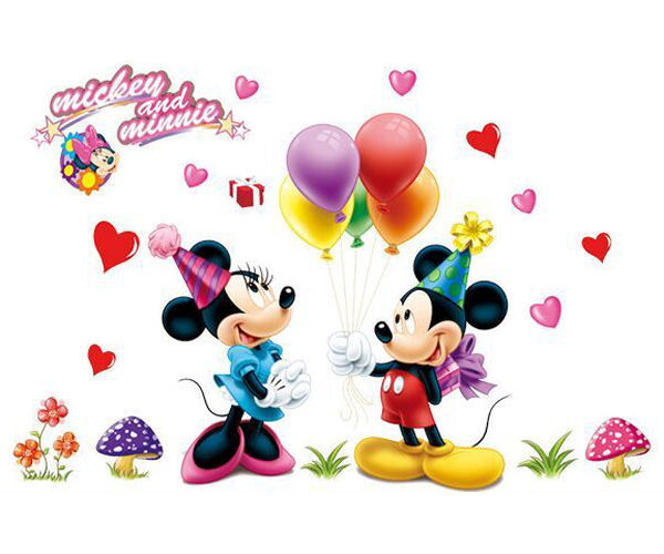 Mickey & Minnie wallsticker. Fødselsdag. 120x75cm. Mickey & Minnie wallsticker. Fødselsdag. 120x75cm.