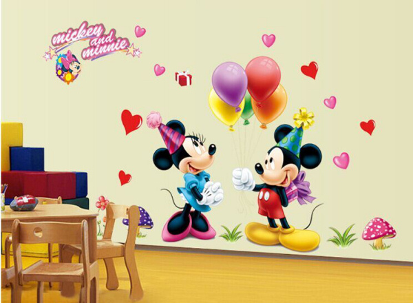 Mickey & Minnie wallsticker. Fødselsdag. 120x75cm. Mickey & Minnie wallsticker. Fødselsdag. 120x75cm. - Billede 2