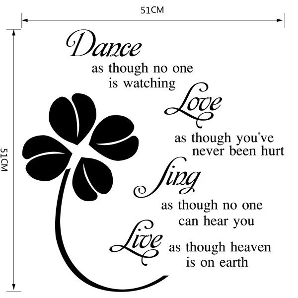 Poetisk wallsticker. Dance, Love, Sing, Live. Poetisk wallsticker. Dance, Love, Sing, Live. - Billede 5
