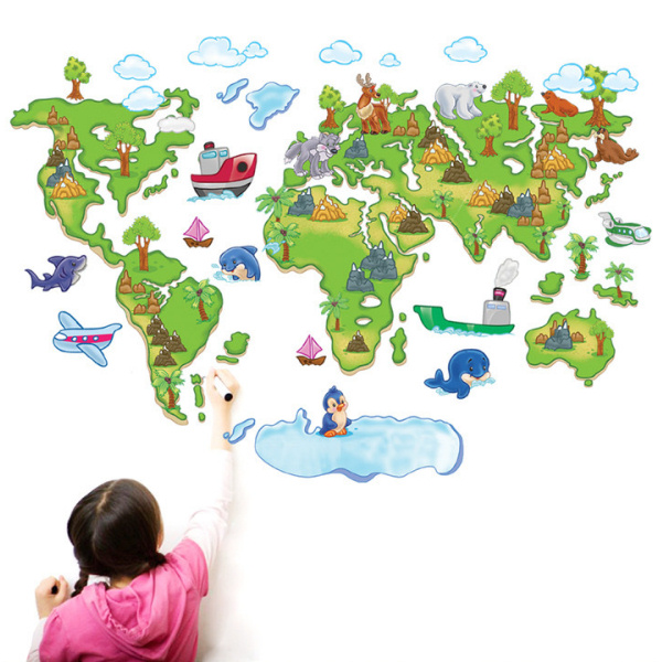 Flot og lærerig wallsticker. Verdenskort med flotte animationer. Flot og lærerig wallsticker. Verdenskort med flotte animationer. - Billede 2