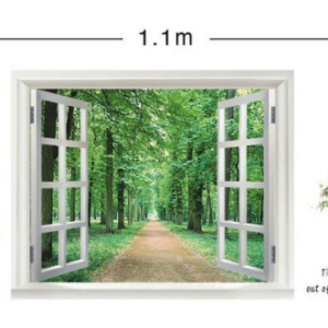 Vindue wallsticker med skoven som nabo. 110x60cm. Mobil, PC og tablet tilbehør