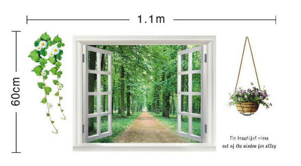 Vindue wallsticker med skoven som nabo. 110x60cm. Vindue wallsticker med skoven som nabo. 110x60cm.