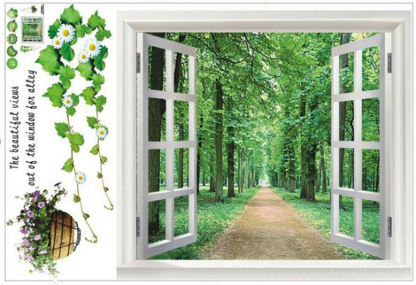 Vindue wallsticker med skoven som nabo. 110x60cm. Vindue wallsticker med skoven som nabo. 110x60cm. - Billede 2