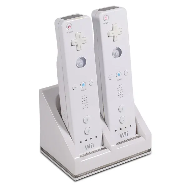 Bordlader til 2 stk Wii Remotes inkl 2x 2800mAh batterier. Hvid. Mobil, PC og tablet tilbehør