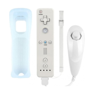 Wii Remote Plus + Nunchuk til Wii/Wii U. Inkl silikonecase. Hvid Wii Remote Plus controller samt 1x Nunchuck til Nintendo Wii i hvid